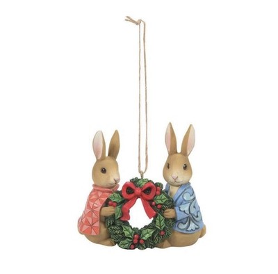 Jim Shore Peter & Flopsy with Wreath Ornament 6010690 NEW for Easter