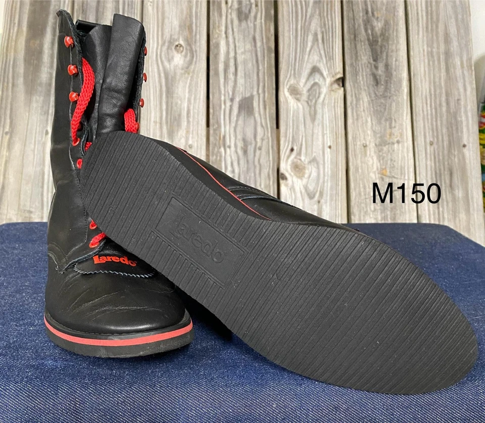 Botas Laredo Roper con cordones para hombre negras con suelas suaves de encaje rojo #1 estado Foto 3 de 3