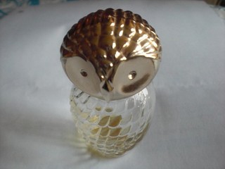 Quaint Avon Charisma Glass Owl Empty Collectable Perfume Bottle.