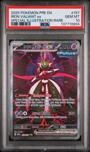 2025 Pokemon Pre En-Prismatic Evolutions #157 Iron Valiant Ex SIR PSA 10