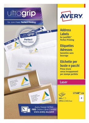 Avery L7168-250 Paket Etiketten 250 Blatt - 2 Etiketten pro Bogen