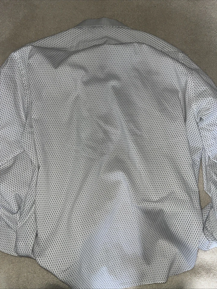 Men’s Van Heusen Flex3 Slim Fit Button-Down Shirt White/Blue Size 17 32/33 - Image 4 of 4