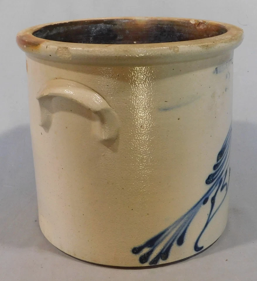 Antique stoneware open crock cobalt running bird Whites Utica NY 2-gallon - Image 4 of 4