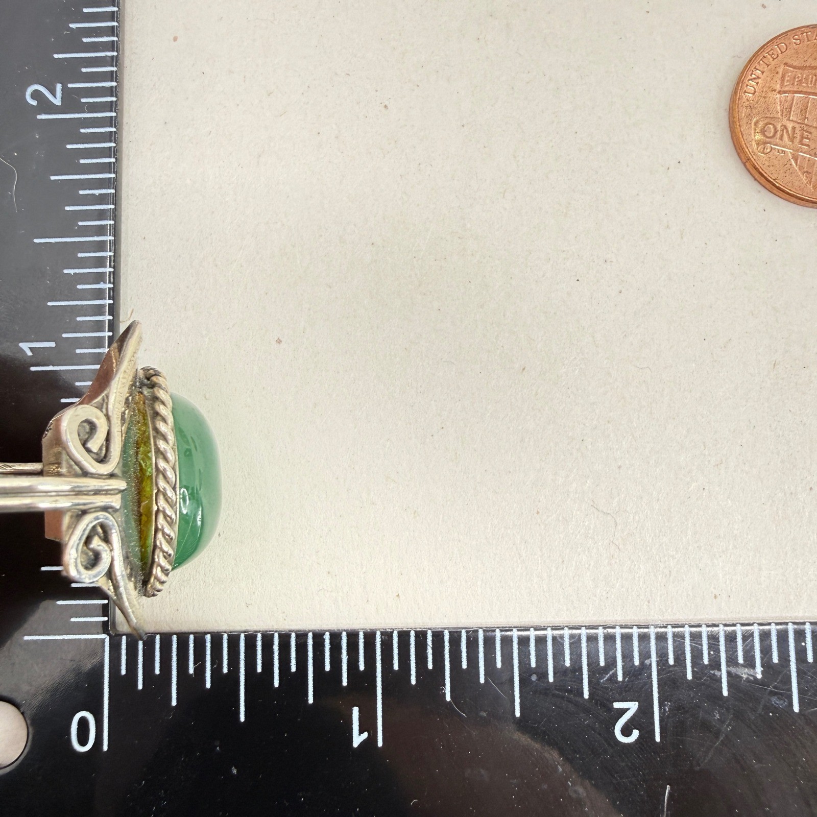 Statement Ring Green Cabochon Stone Adjustable Ba… - image 5