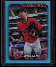 GAVIN WILLIAMS 2024 TOPPS CHROME UPDATE TRUE AQUA REFRACTOR RC 179/199 CLEVELAND
