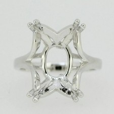 Emerald Cut 15x11MM Semi Mount 925 Sterling Silver Cocktail Ring For Women