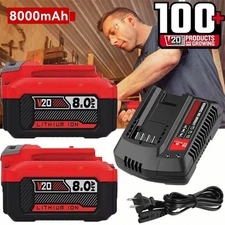 2PACK 20Volt For Craftsman V20 8.0Ah Li-ion Battery CMCB204 CMCB202 /Charger