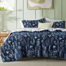 King Comforter Set - Navy Bed Set, 3 Pieces Cute Floral Bedding, 1 Soft