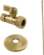 Kingston Brass KF53357TKF20 Toilet Supply Kit, Comp Valve, Brushed Brass