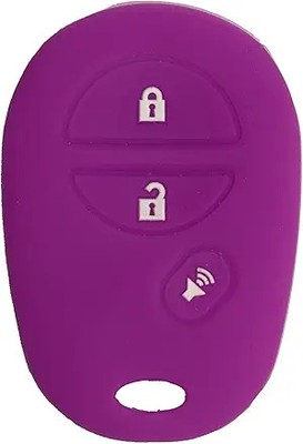 Key Fob Cover: 3 Buttons Silicone Remote Case Protector Ft for  Color: Purple