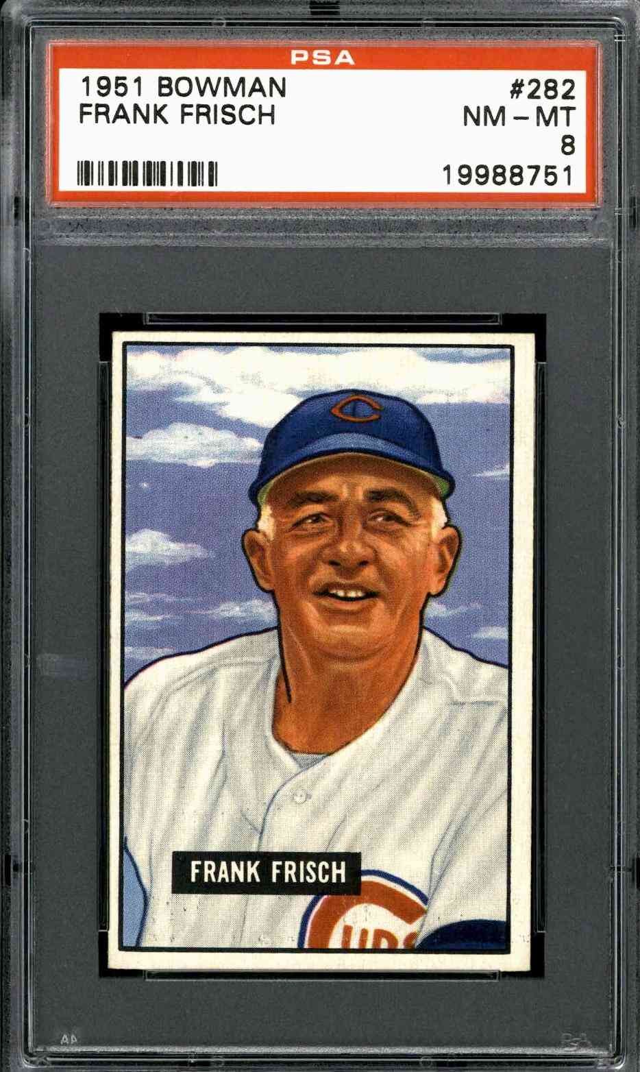 1951 Bowman #282 Frank Frisch - PSA 8
