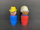 Vintage 1980s Fisher Price Little People Figures Blue COWBOY & Red INDIAN CHIEF