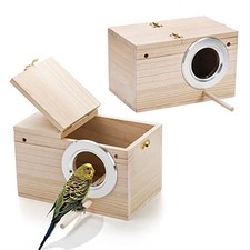 Hiceeden 2 Pack Parakeet Nest Box, Natural Wood Bird House for Budgie