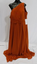 Azazie Womens Dallas A-Line One Shoulder Chiffon Dress AC2 Burnt Orange Size A22