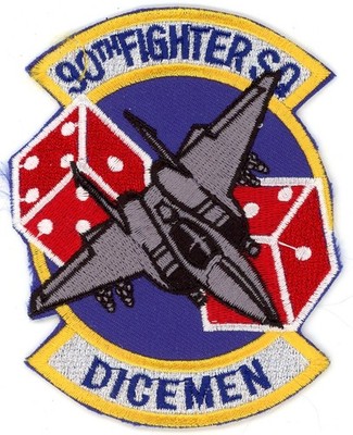 US Air Force Patch: 90th Fighter Squadron  Dicemen  F-15E