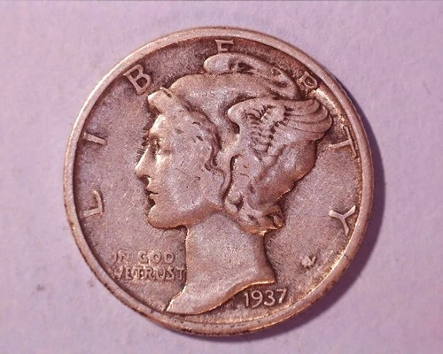 1937-D MERCURY DIME***  VF   127-6B