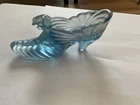 Vintage Fenton Art Glass "Draped Cat Slipper" Iridescent Blue w/Tag