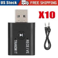 Bluetooth 5.0 2in1 Transmitter Receiver Car Wireless Audio Adapter USB 3.5mm Aux