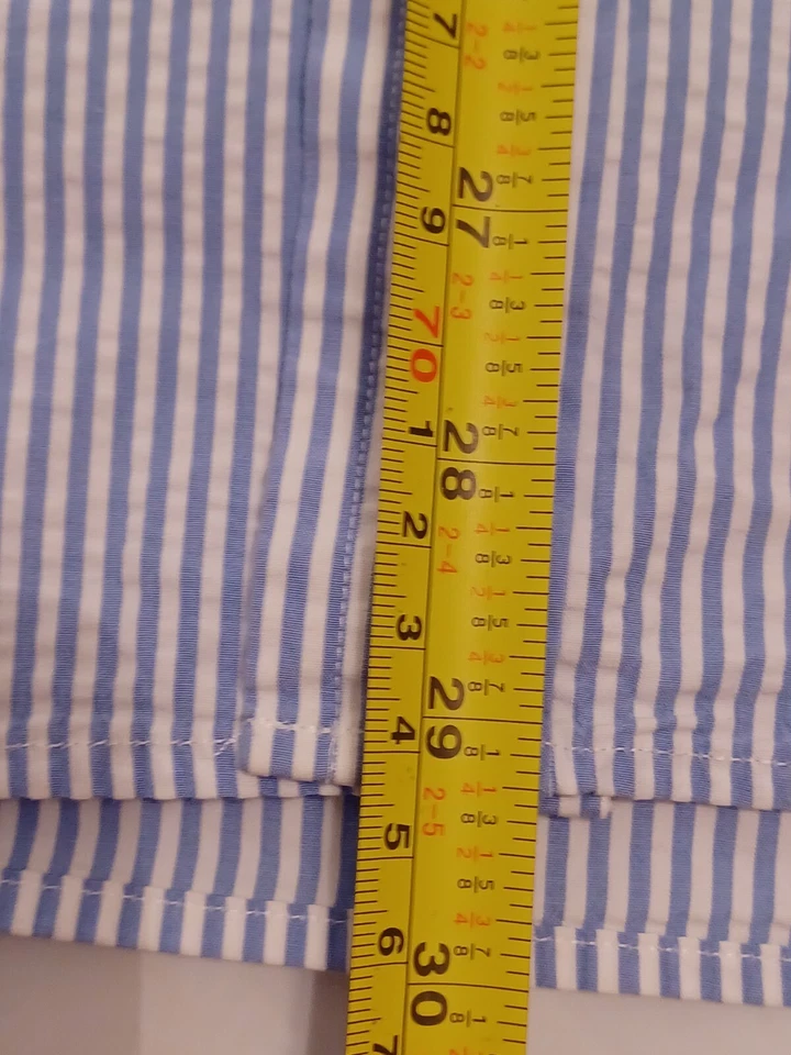 Ralph Lauren Seersucker Shirt Men's Large Blue White Short Sleeve Preppy Beach - Image 4 of 4