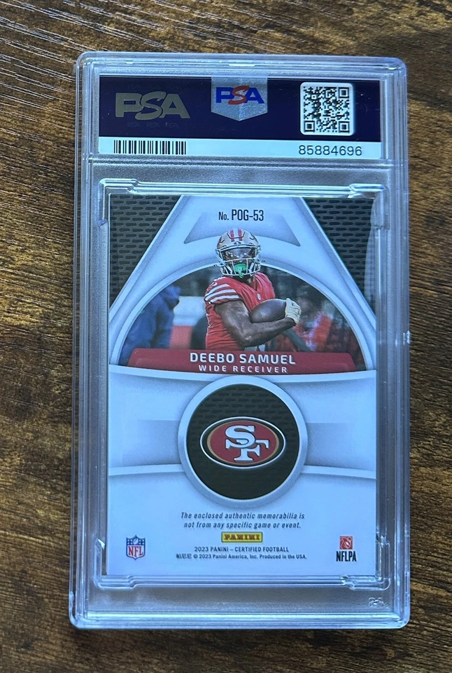 2023 Certified NFL Shield Game Worn Patch Green Deebo Samuel /5 PSA 8 #S4763 - Image 2 of 2
