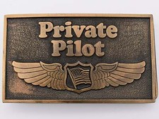 Private Pilot Wings Badge Vintage Belt Buckle