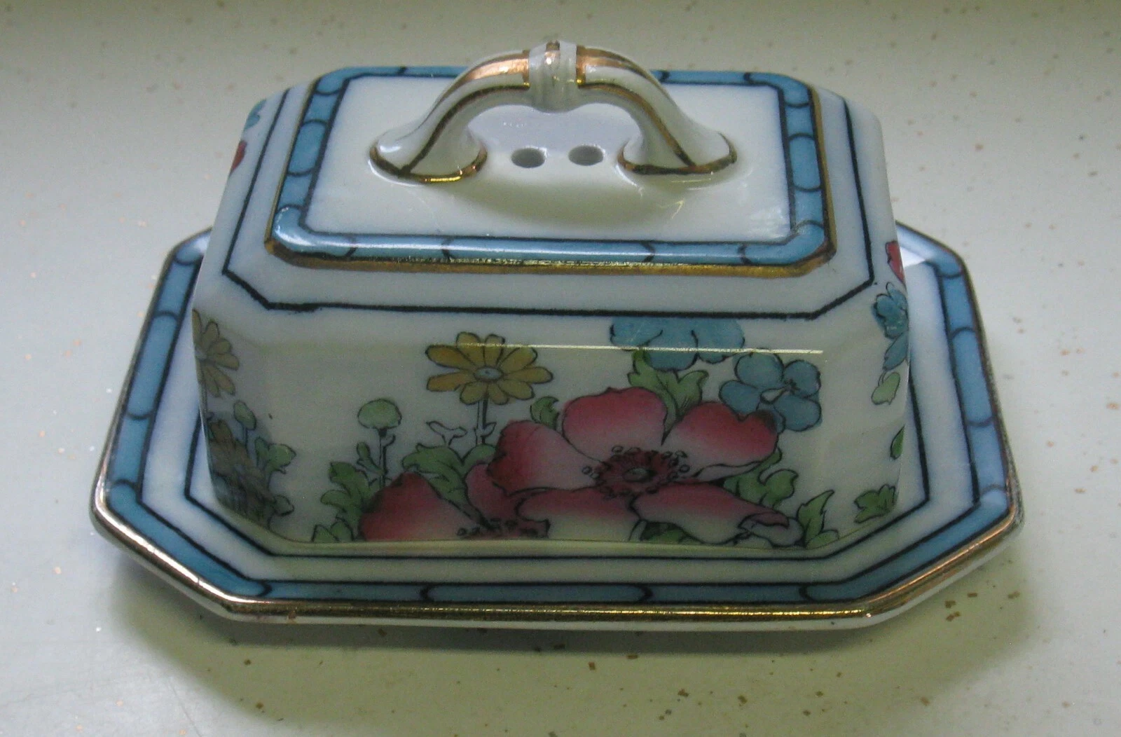 KEELING & CO BURSLEM ENGLAND LOSOL WARE BUTTER DISH JUNE PATTERN MARKED