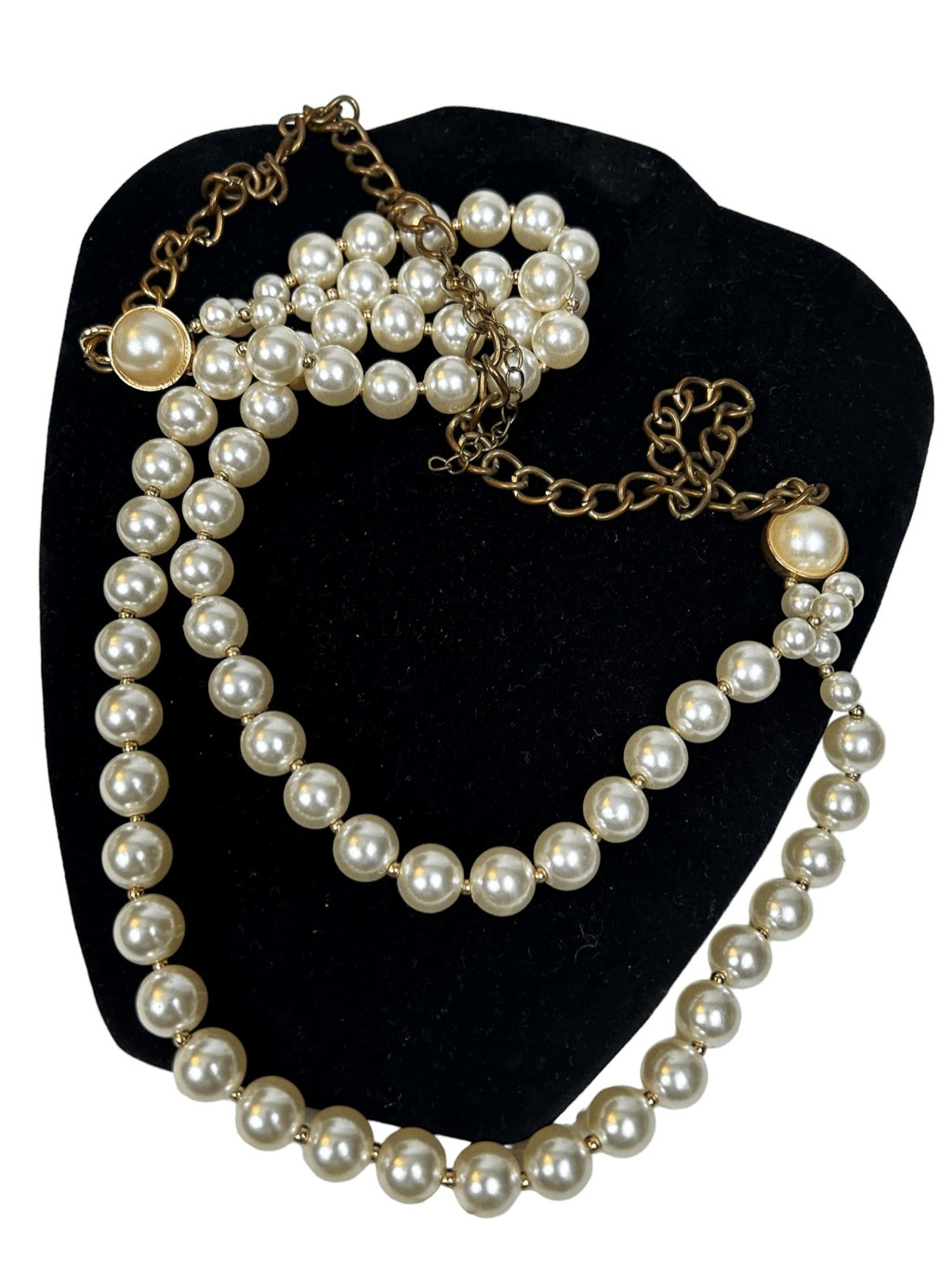 Dynamic pearl double layer drop long necklace sta… - image 2