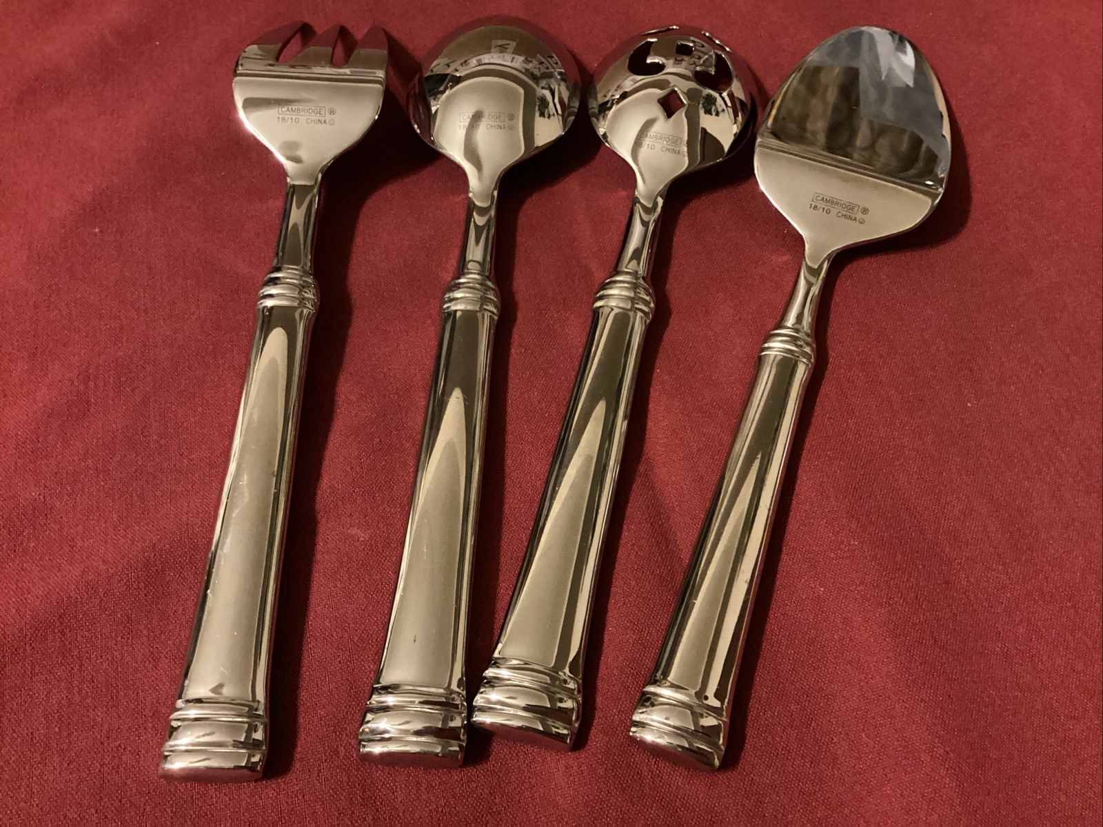 TUSCANY Crate & Barrel Cambridge Stainless 4 Piece Serving Set Flatware