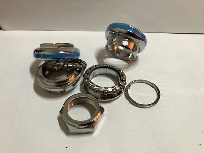 パーツ 80s team mon Headset OLDBMX Motomag NOS ORIGINAL 80's YST OR TANGE MX3 HEADSET BLUE CHROME OLD SCHOOL