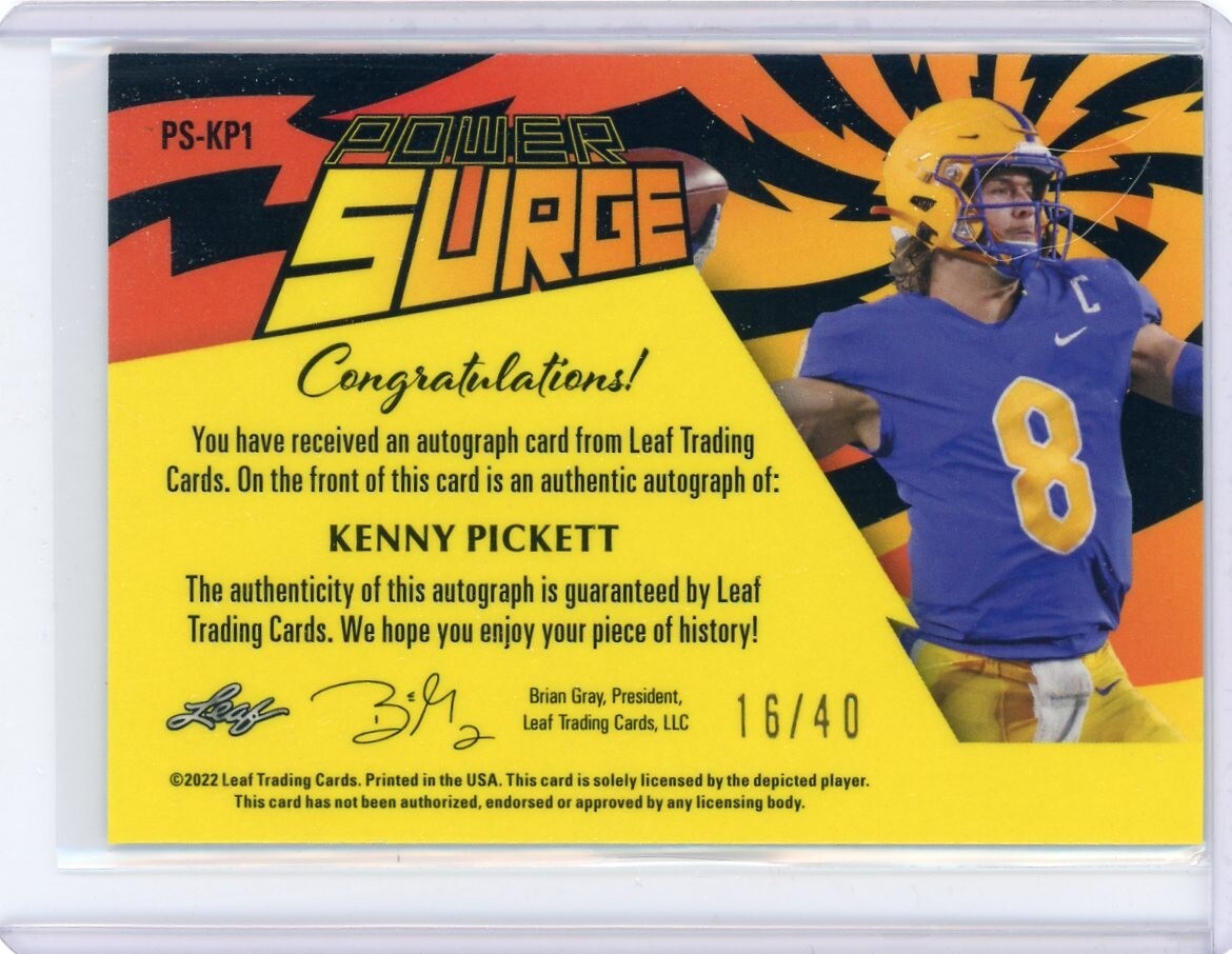 2022 Leaf Pro Set Power Surge Auto #PS-KP1 KENNY PICKETT 16