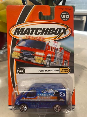 Matchbox 2002 #50 Ford Transit Van Blue 24 Hour Roofing Hammer &amp; Nails