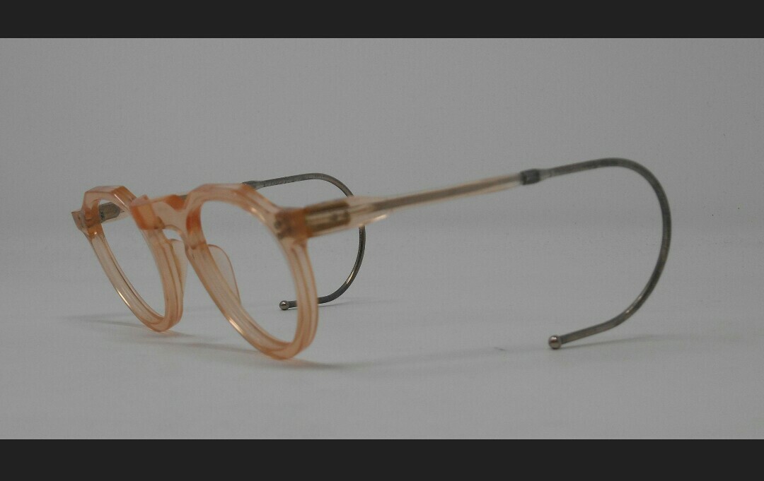 Vintage Crown Panto 1950 French Eye Glasses Crystal peach pink