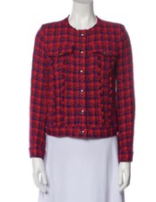 IRO Quilombe Metallic Frayed Tweed Jacket Blazer in Red. Sz 38,US S. 550