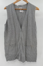 Chico's Sweater Vest Button Up Sleeveless Pockets Gray Size 2