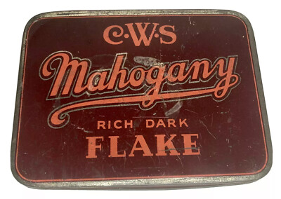 cws tobacco CWS Vtg Tobacco Tin One Pound Mahogany Rich Dark Flake Antique Collectible