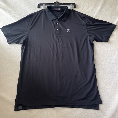 Peter Millar Southern Comfort Polo Men Sz 2XL Black Golf Casual Performance Nice