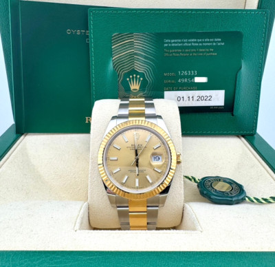 Rolex Datejust 41 126333 Champagne Dial 18K Gold Stainless Steel Box Papers 2022