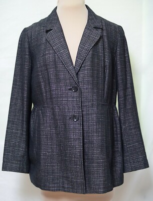 Woven Black White Cotton Blend Long Peplum Unstructured Jacket  Blazer-16