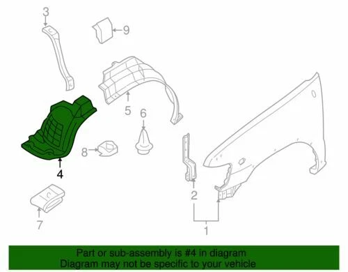 Protector contra salpicaduras guardabarros delantero izquierdo original Infiniti 1997-2003 QX4 63845-3W700 Foto 2 de 2
