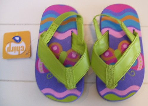Sandalias chanclas Chirp by Stephen Joseph Beach piscina mariposa correa trasera S 7-8 - Imagen 2 de 2