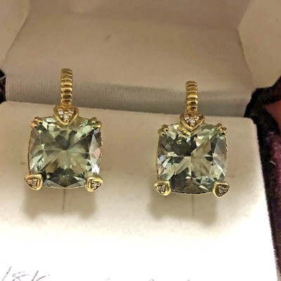 Judith Ripka 18k Gold 14 Ctw Aqua Quartz Diamond Earrings The Best