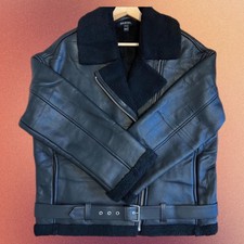 ✨brand New✨, Baukjen, Shearling Aviator Jacket, Black, Oversized Fit, Uk Medium