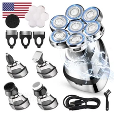 7D 5-in-1 Shaver Cordless Hair Trimmer Bald Head Razor Electric For Men Wet Dry