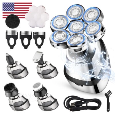7D 5-in-1 Shaver Cordless Hair Trimmer Bald Head Razor Electric For Men Wet Dry