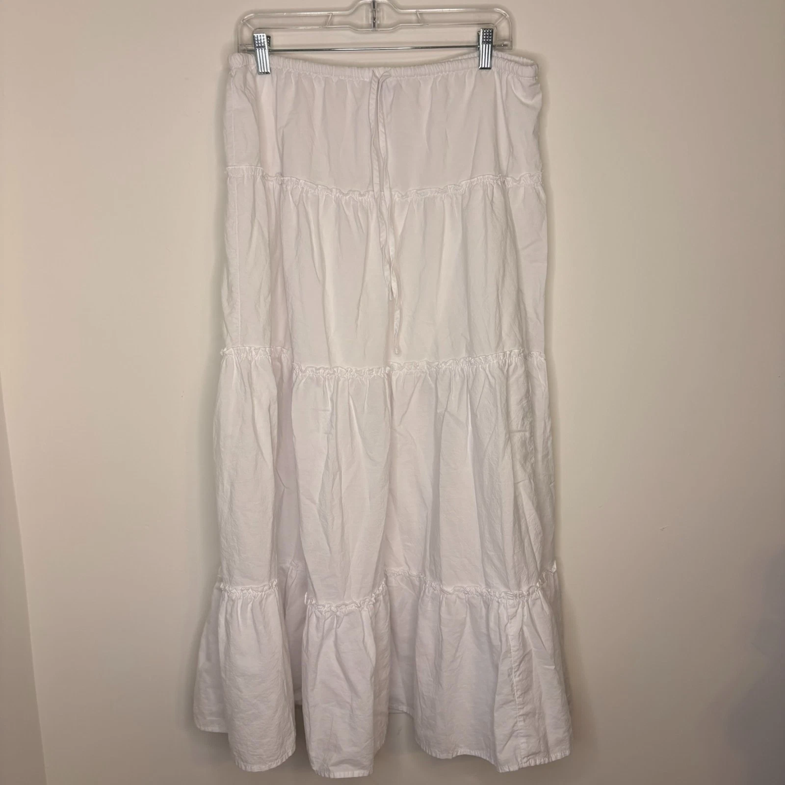 Wild Fable White Tiered Maxi Skirt Boho Cottagecore Women's Size Large
