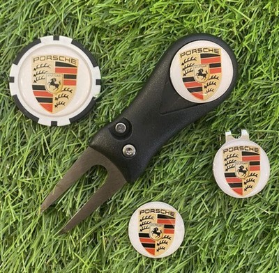 Porsche Golf Hut Clip Set: Mistgabel & 3 Ballmarker