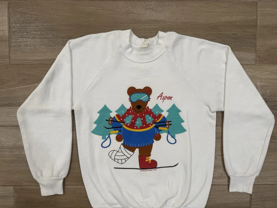 Sudadera de esquí vintage Aspen MEDIANA para mujer oso de peluche años 80 90 suéter de yunque Foto 2 de 4