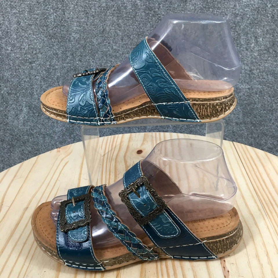 LArtiste By Spring Step Sandals Womens 37 Kelsea Slip On Buckle Slide Blue - Image 2 of 4