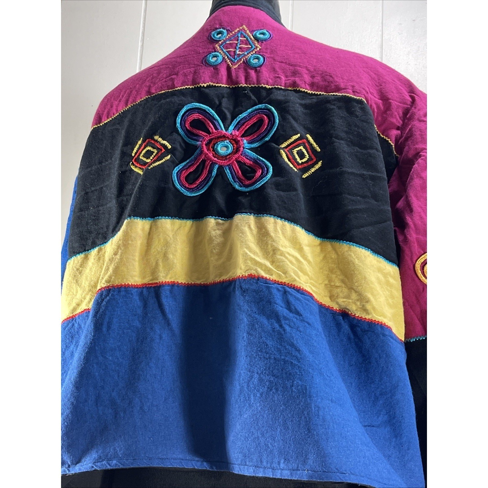 Abstract Patchwork Embroidered Jacket Kimono Coll… - image 6