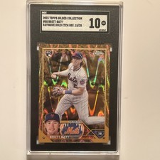 2023 Topps Gilded Brett Baty Rookie Raywave Gold Etch 15/25 #80 Mets - SGC 10 GM